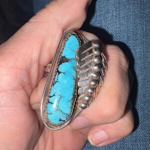 Large Sterling Silver turquoise size 9 ring new